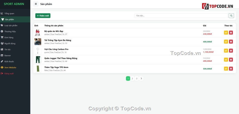Website bán đồ thể thao,thể thao,mới nhất